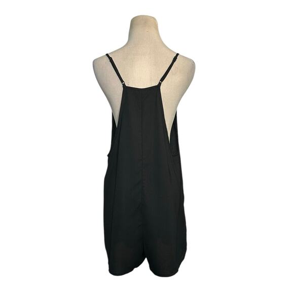 Shein Black Double Pocket Sleeveless Racerback Romper Medium - Picture 9 of 13